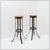 Industrial style - Bar Stools Measures : Base : Ø 53cm Seat : Ø 27cm H:80cm Materials : Oak and Wrought iron Pair of...