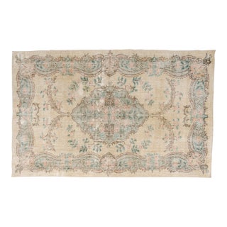 Natural Vintage Turkish Area Carpet For Sale