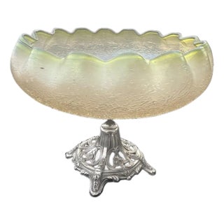 Early 20th Century Loetz Art Glass Silverplate Mounted Compote Centerpiece For Sale