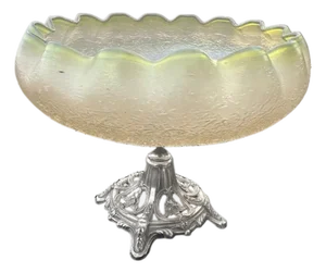 Early 20th Century Loetz Art Glass Silverplate Mounted Compote Centerpiece