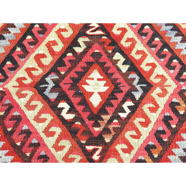 Mid 20th Century Classical Turkish Handwoven Geometric Design Boho Area Kilim Rugs For Sale - Image 6 of 9