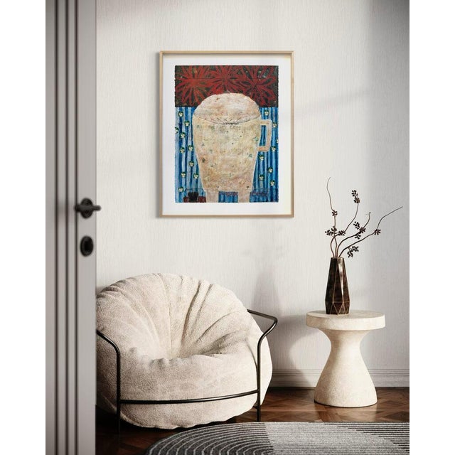 2020s Christiane Corcelle "Ivory Whisper" Mixed Media on BFK Paper, Framed Figurative Abstract Painting of a Cream Vessel, 2023 For Sale - Image 5 of 5