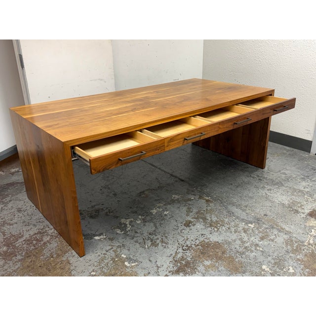 Contemporary Custom Design Solid Walnut Desk With Four Drawers For Sale - Image 3 of 12