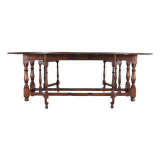 English Georgian Style Oak Drop-Leaf Wake Dining Table 7.5 Ft For Sale