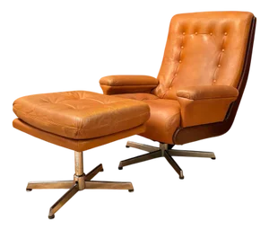 Vintage Chair with Ottoman by Ring Mebelfabrikk, 1960s, Set of 2