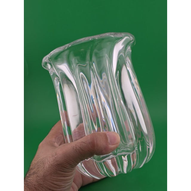 Glass Vintage Orrefors art glass vase. Rare Pattern 6.5 inches tall, 5 inches diameter For Sale - Image 7 of 12