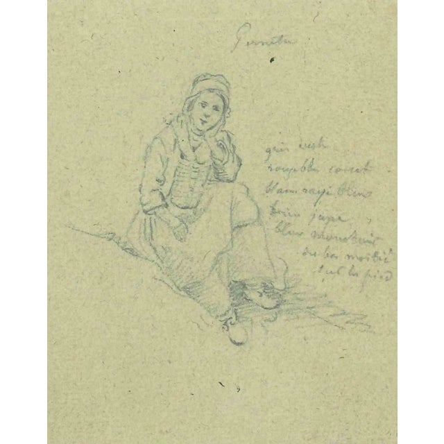 Paul Has, The Maiden, Original Drawing, 19th-Century For Sale - Image 3 of 3