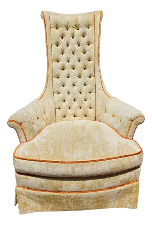 1970 Silver Craft Throne Chair Velvet Hollywood Regency High Back Armchair