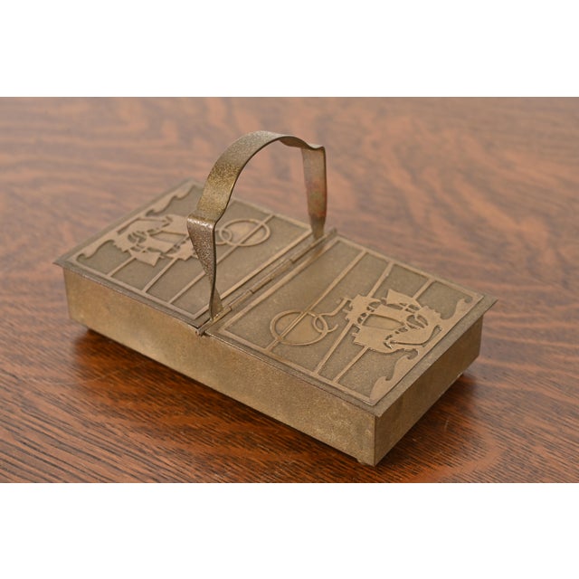 Silver Crest Arts & Crafts Nautical Bronze Humidor Cigar Box With Handle For Sale - Image 12 of 12