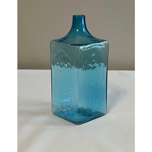 Vintage Venini Italian Aquamarine Blue Handblown Art Glass Vase Hand Signed For Sale - Image 6 of 12