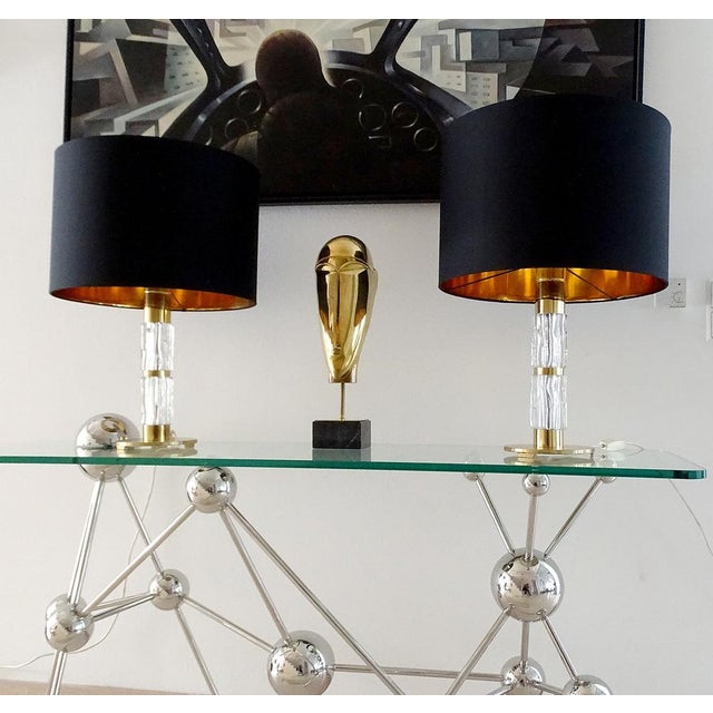 Metal Large Vintage Glass Table Lamps from Kaiser Leuchten, Set of 2 For Sale - Image 7 of 15