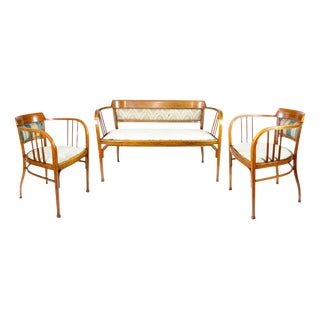 Nr. 13 and Nr. 6213 Sofa and Armchairs by Otto Wagner for Thonet, 1890s, Set of 3 For Sale
