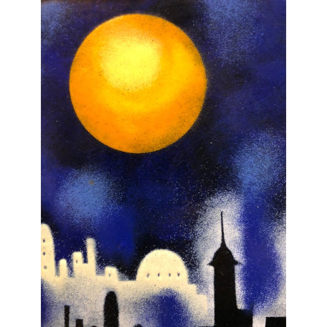 Folk Art Mod 1970's Israeli Judaica Folk Art Jerusalem View Enamel on Copper Painting, 1979 For Sale - Image 3 of 6