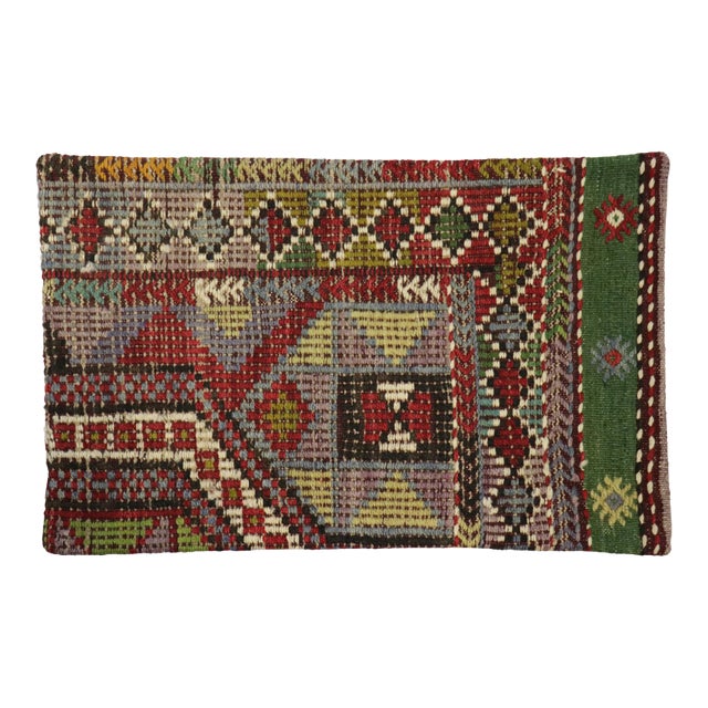 Pasargad Home Vintage Kilim Pillow Case, Multicolor For Sale