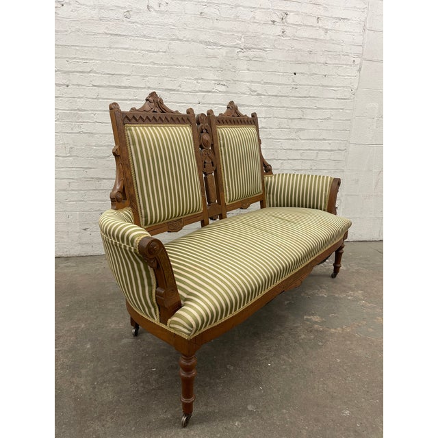 Victorian Vintage Eastlake Victorian Era Parlor Settee For Sale - Image 3 of 11