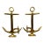 Pair of Mid-Century Brass Anchor Andirons For Sale
