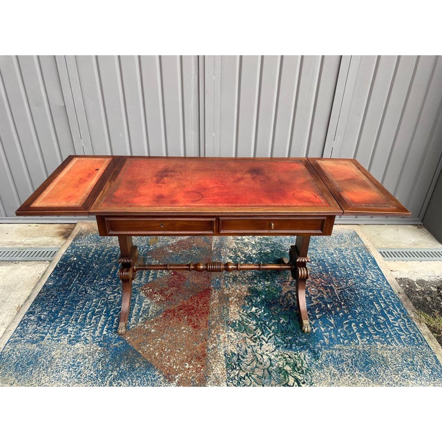 English Writing Desk with Flaps and Leather Top, 1900 For Sale - Image 10 of 18