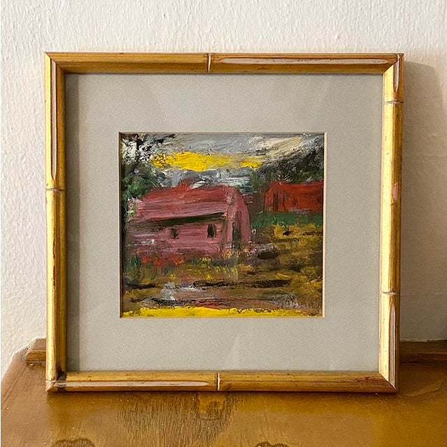 Mid Century Farmhouse Mini American Impressionist Painting, Vintage Framed For Sale - Image 4 of 10