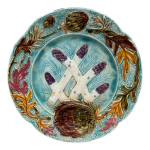 French Majolica Asparagus Plate Orchies, Circa 1890