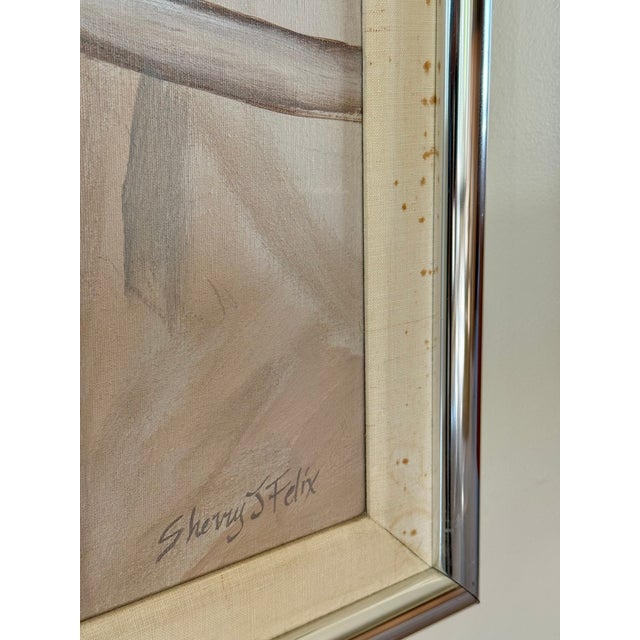 1980’s Sherry J Felix Large Acrylic on Canvas of a White Flower For Sale - Image 15 of 16