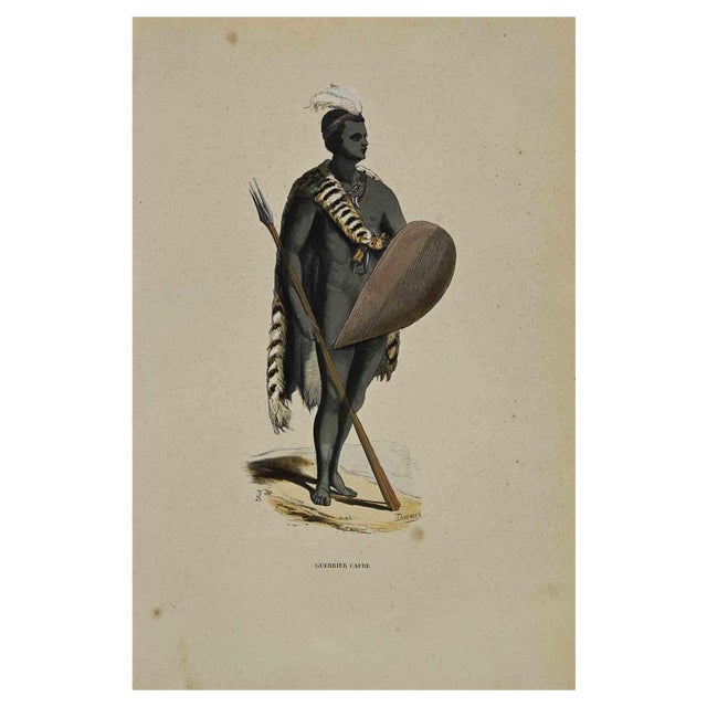Auguste Wahlen, Guerrier Cafre, Lithograph, 1844 For Sale