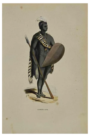 Auguste Wahlen, Guerrier Cafre, Lithograph, 1844