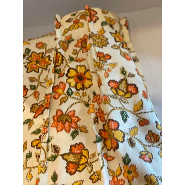 3 Pairs Vintage Early 70s Groovy Mod Retro Flower Power Pinch Pleat Curtains. Botanical Jacobean Pattern on Durable...