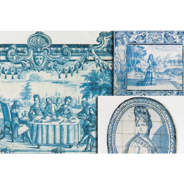 18th Century Antique Portuguese Tile Mural Panel Depicting a Musical Scene For Sale - Image 12 of 13