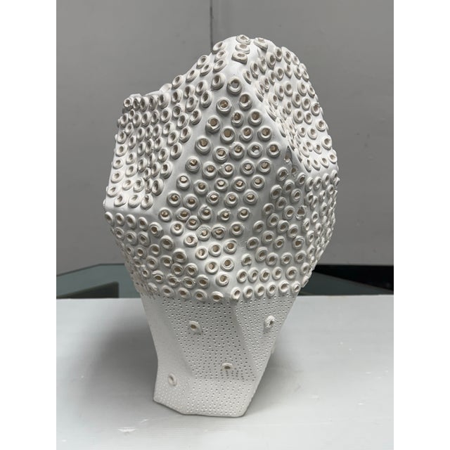 Anthem White Textured Ceramic Sculptural Vase For Sale - Image 4 of 12