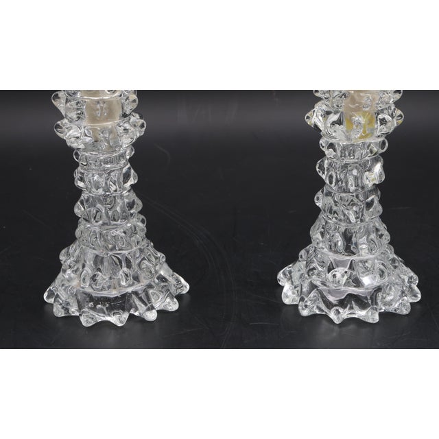 Set of 2 Candle Holder in Murano Rostrato Glass by Barovier E Toso, 1950 For Sale - Image 6 of 10
