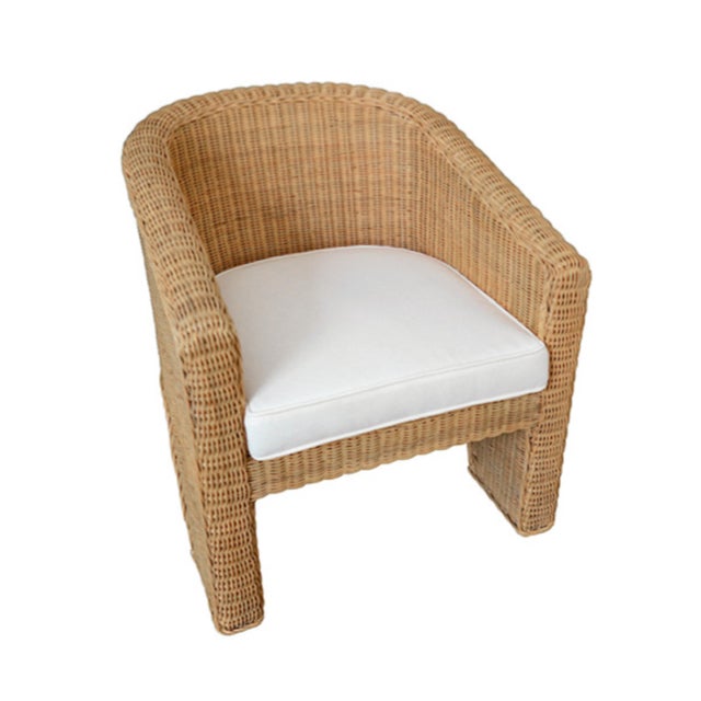 Worlds Away Matthew Izzo Home Giza Three Legged Rattan Lounge Chair For Sale - Image 4 of 12