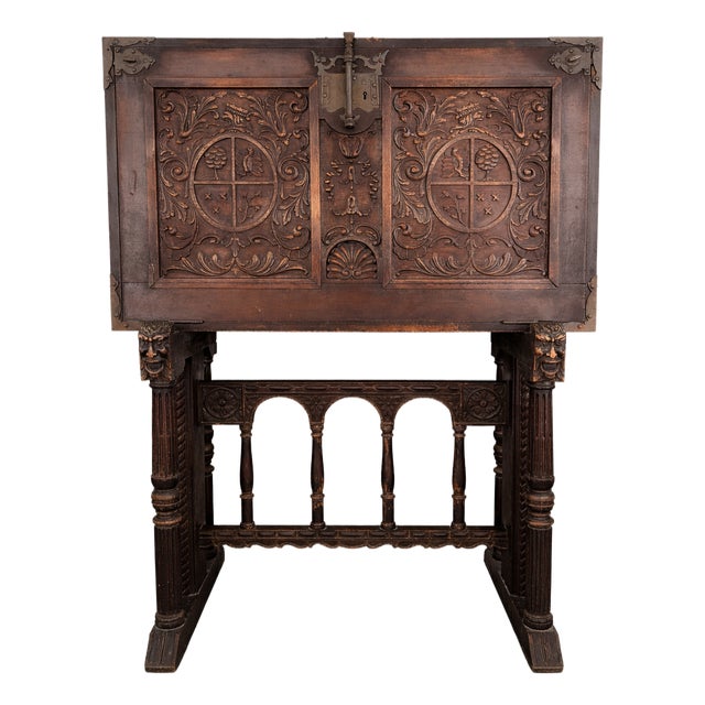 Antique European Oak & Iron Cabinet / Armoire, 18th-Century Style For Sale