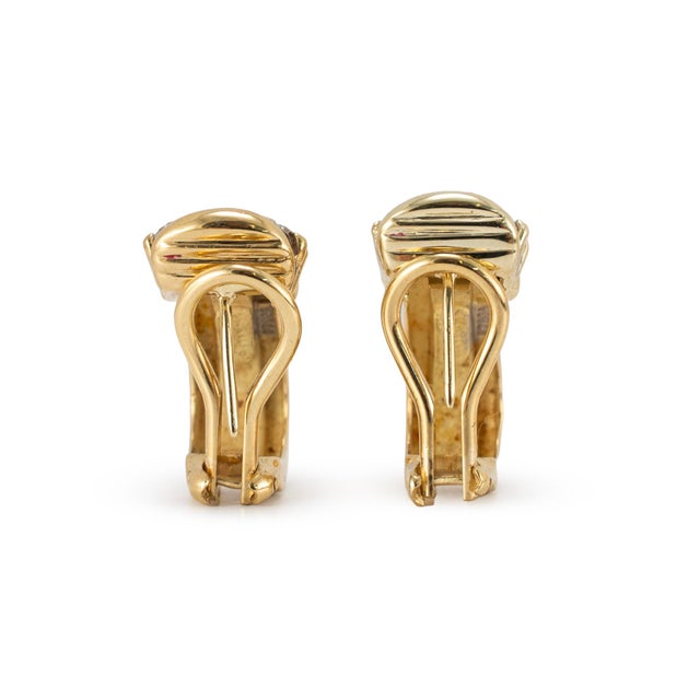 Metal Vintage Tiffany & Co. 1995 Atlas 18k Yellow Gold Diamond Huggie Clip on Earrings, Pair For Sale - Image 7 of 9
