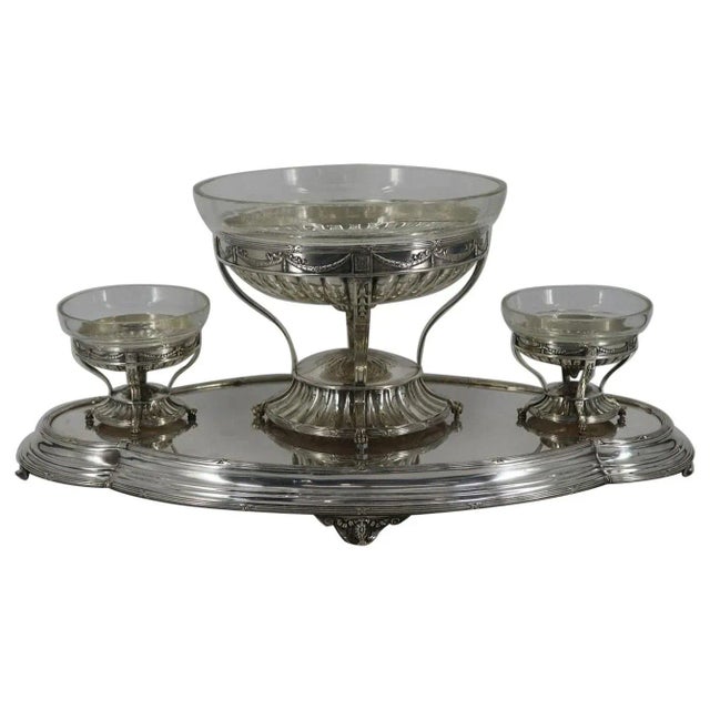 Elkington Silverplate and Glass Centerpiece - 4 Pieces For Sale - Image 11 of 11