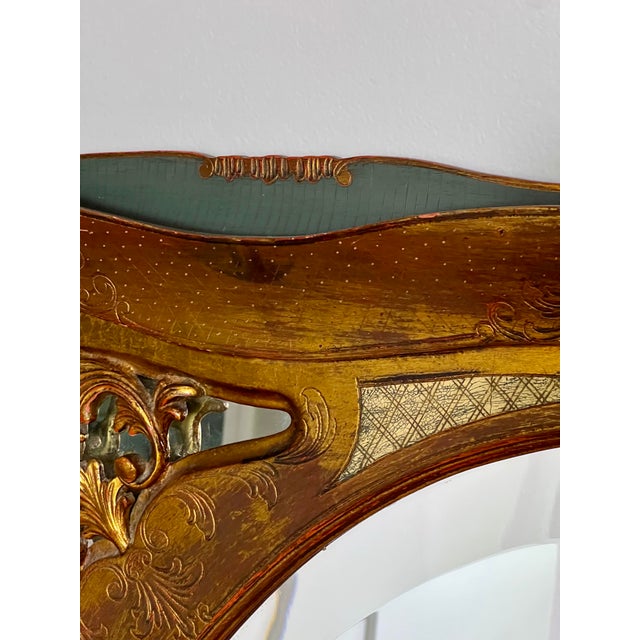 Italian Baroque Carved Giltwood and Paint Decorated Beveled Rectangular Mirror, 1920s For Sale - Image 4 of 9