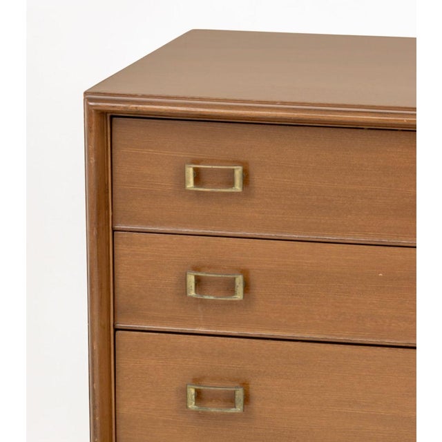 Paul Frankl for Johnson Furniture Walnut Chest of Eight Drawers, two banks of four drawers atop tapered feet, "Johnson...