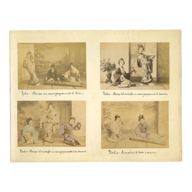 Unknown, Vintage Photos of Geishas from Tokyo, Album Prints, 1880s-1890s, Set of 4 For Sale