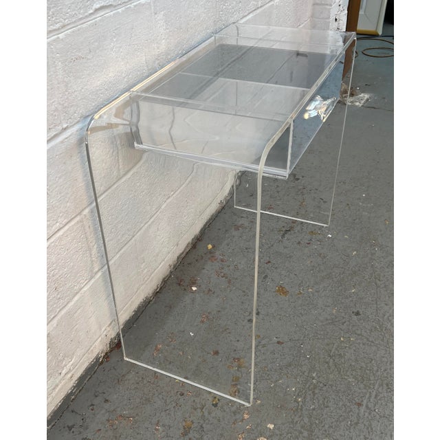 Transparent Vintage Lucite Waterfall Vanity Desk For Sale - Image 8 of 11