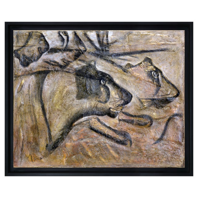 Lola Vitelli, Leonesse, Sculpted and Painted Mixed Media on Canvas, 2021, Framed For Sale