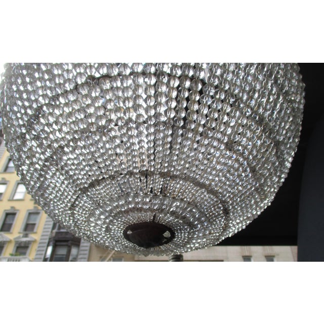 Vintage Chandelier Crystal Beaded Bowl Chandelier Circa 40s For Sale - Image 10 of 13