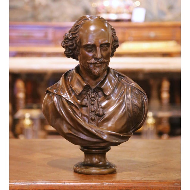 19th Century American Tiffany & Co. Bronze Bust of William Shakespeare For Sale In Dallas - Image 6 of 11