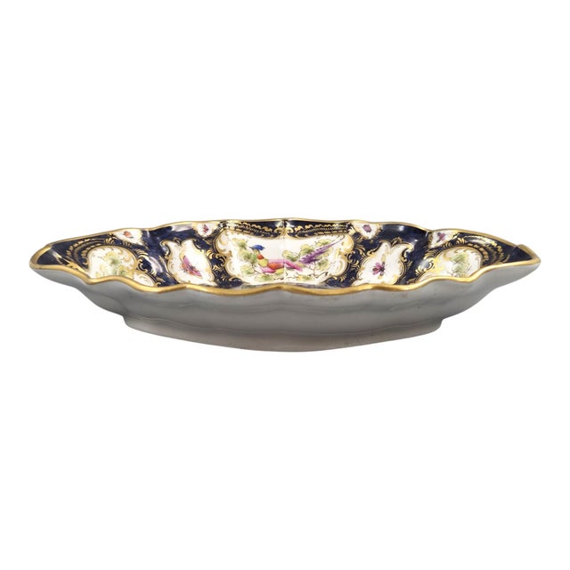 Ceramic Blue Scale Cabinet Dish with Exotic Birds from Royal Worcester, 1901 For Sale - Image 7 of 11