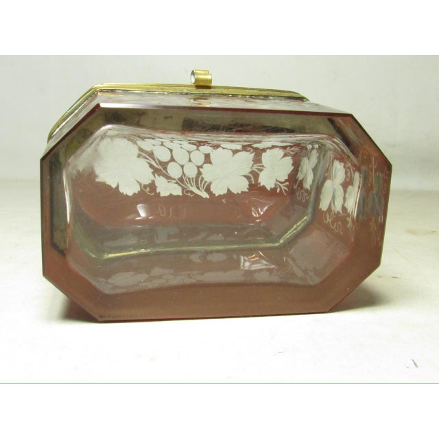 Antique Etched Bohemian Glass Box For Sale In San Francisco - Image 6 of 11
