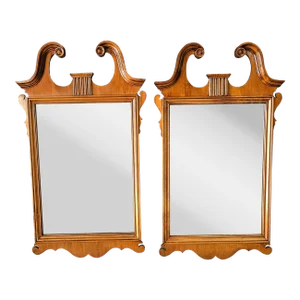 Pair Kling Factories Chippendale Maple Scroll Ears Wall Mirrors