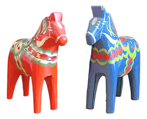 Vintage Swedish Dala Horse, 1960s, Set of 2
