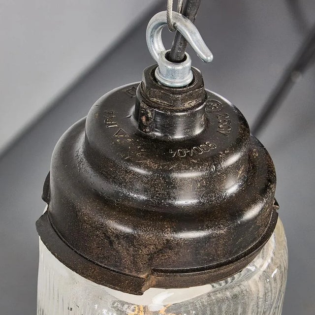 Striped Mottled Cylinder Pendant Lamp, 1950s For Sale - Image 9 of 15