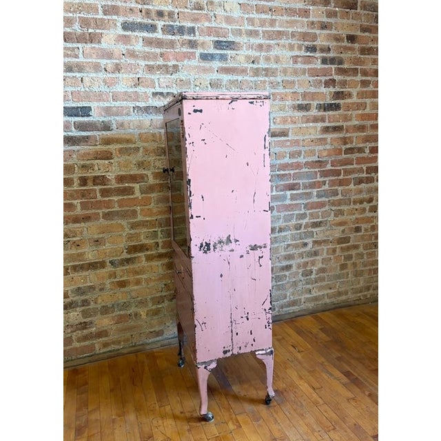 Vintage Pastel Pink Industrial Medical Rolling Cabinet For Sale - Image 9 of 17