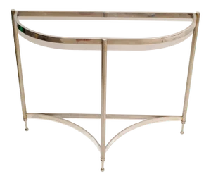 Vintage Hollywood Regency Demilune Polished Chrome Console Table Base