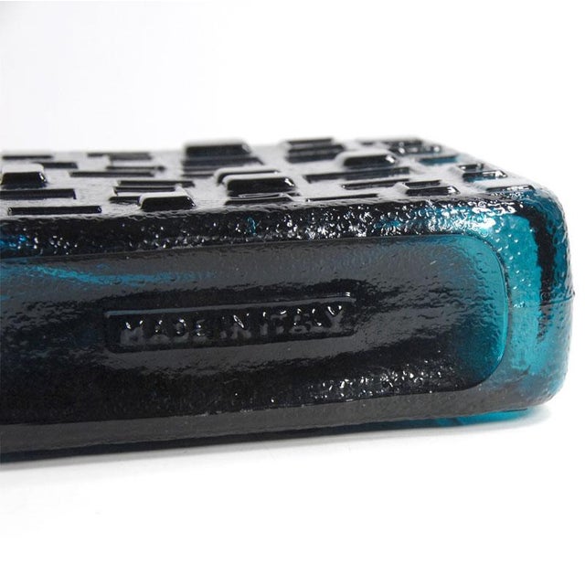 Glass Brutalist Blue Glass Bottle from Empoli, 1960s For Sale - Image 7 of 11