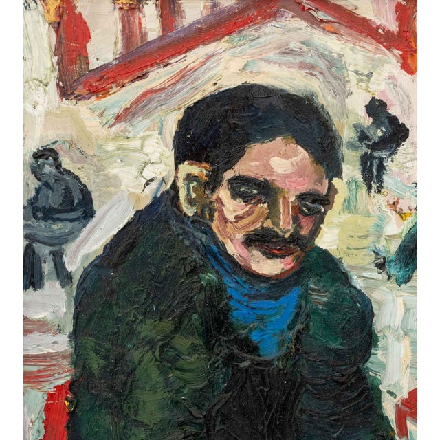 Figurative Simon Gaon Expressionist Figural Scene Oil For Sale - Image 3 of 7